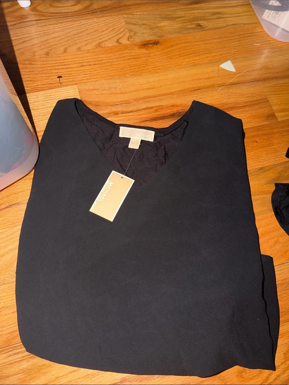 Michael Kors Black V-Neck Tunic Top